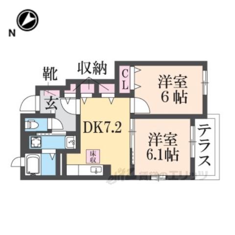ファミリータイズⅢ(2DK/1階)の間取り写真