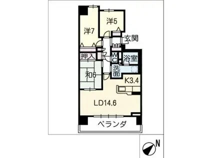 FRONT-IA GREEN FORT212(3LDK/2階)の間取り写真