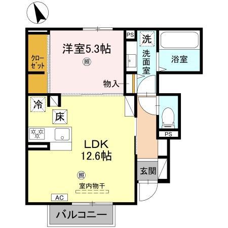 ヴィラーチェII(1LDK/1階)の間取り写真