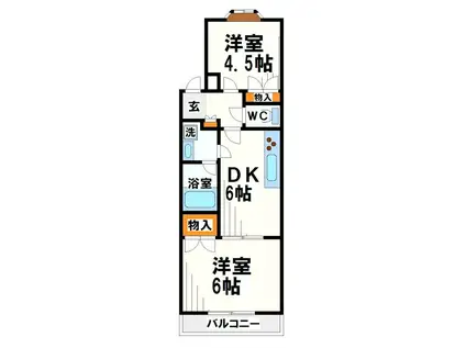 光和ハイム 当社管理物件(2DK/4階)の間取り写真