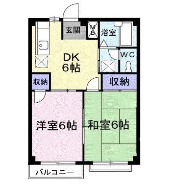 エルデイム西本A(2DK/2階)の間取り写真