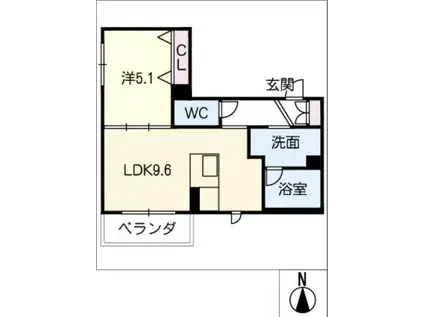 シャロウ本町(1LDK/2階)の間取り写真
