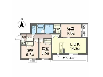 シャーメゾン ウィステリア(3LDK/2階)の間取り写真