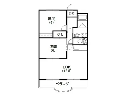 ロイヤルシティ高丘(2LDK/4階)の間取り写真