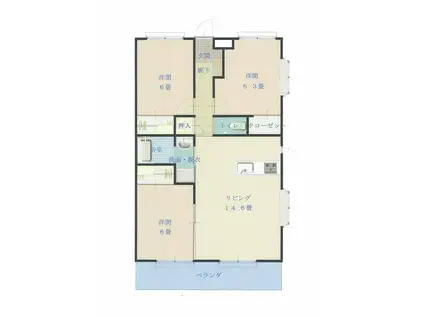 マルマンシティセントロI(3LDK/3階)の間取り写真