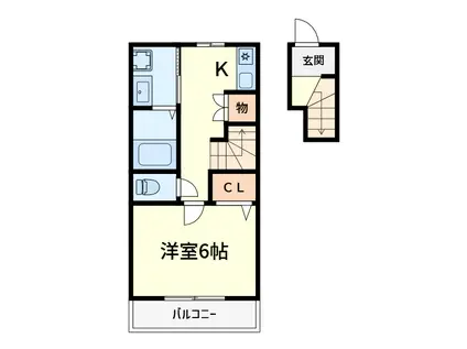 リーフジャルダン富田駅前(1K/2階)の間取り写真