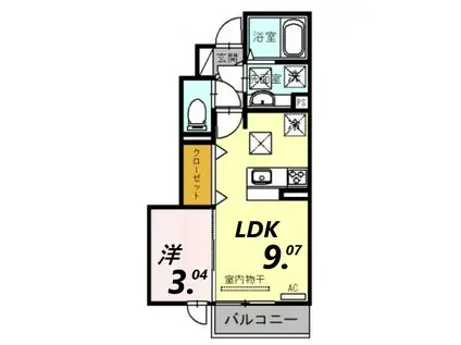 ルミエール(1LDK/1階)の間取り写真