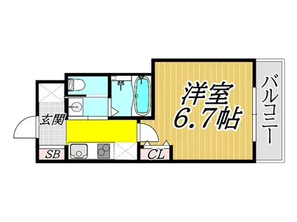 ROOST武庫之荘(1K/2階)の間取り写真