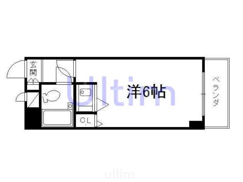 スぺリオン伏見(1K/6階)の間取り写真