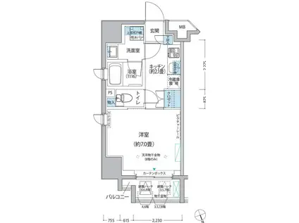 CYPRESS ONARIMON(1K/7階)の間取り写真