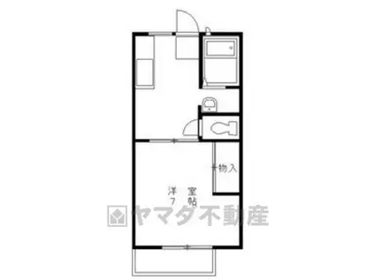 福正ハイツB棟(1DK/2階)の間取り写真