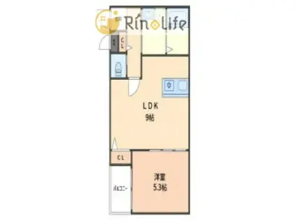 クレスト高安町南(1LDK/3階)の間取り写真