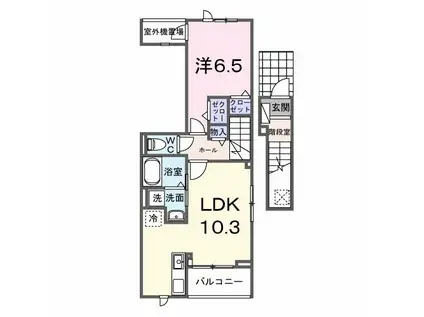 クレッシェンド石ヶ瀬(1LDK/2階)の間取り写真
