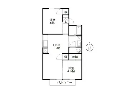 カーサプリメーラ(2LDK/2階)の間取り写真