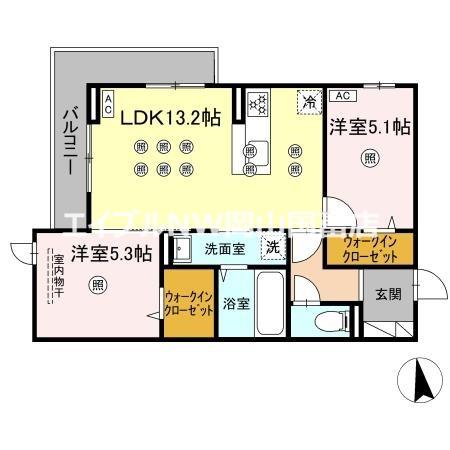アネックスV(2LDK/3階)の間取り写真
