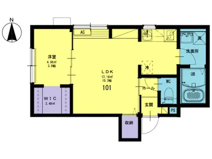 カーサ川崎(1LDK/1階)の間取り写真