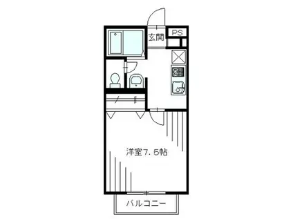 ヒルズ・ロワール(1K/2階)の間取り写真