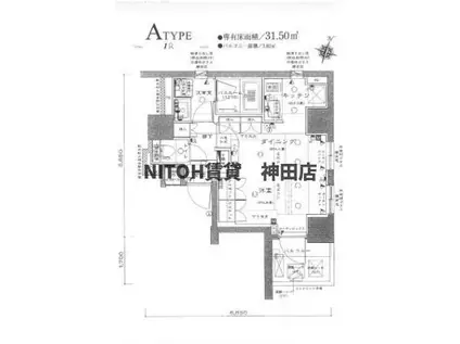 アンビックス神田(ワンルーム/4階)の間取り写真