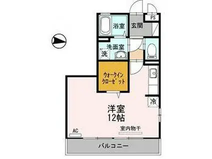 リファルジェント泉 B棟(ワンルーム/2階)の間取り写真