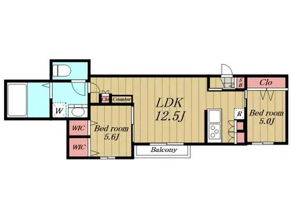 GREEN RIM(2LDK/2階)の間取り写真