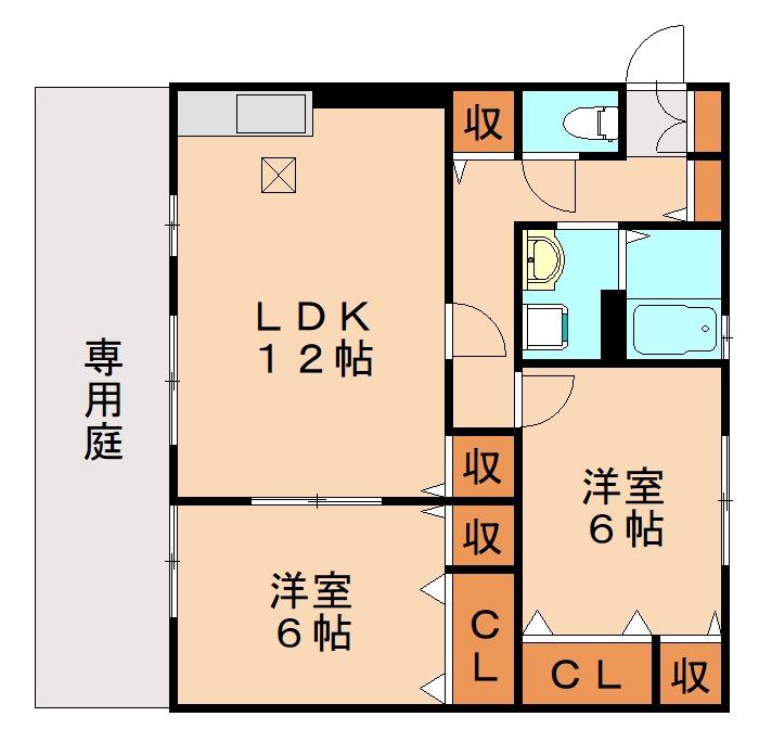 レジデンス星ヶ丘(2LDK/1階)の間取り写真
