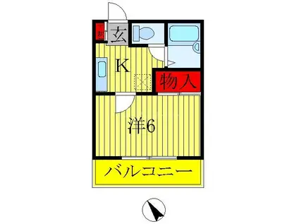 グレイスフル(1K/1階)の間取り写真
