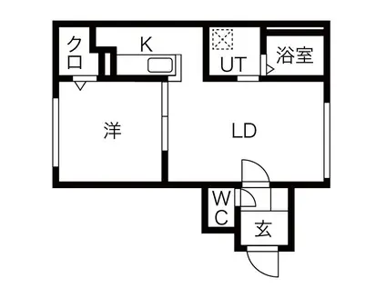 グランメール 北元町(1LDK/2階)の間取り写真