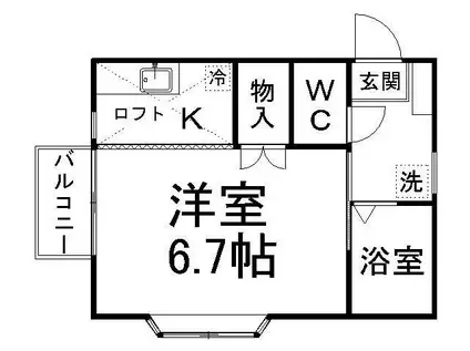 ハイネス一高南(1K/2階)の間取り写真