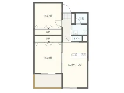 ラメール デトワール(2LDK/1階)の間取り写真