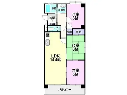 コスモII(3LDK/7階)の間取り写真