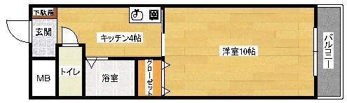 YZBLD大町東(1K/3階)の間取り写真