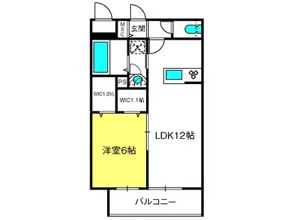 プランヴィラージュ並木(1LDK/1階)の間取り写真