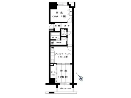 ルリエ横浜長者町(2LDK/14階)の間取り写真