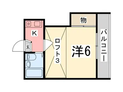 SMILE 城北新町 北棟(1K/2階)の間取り写真