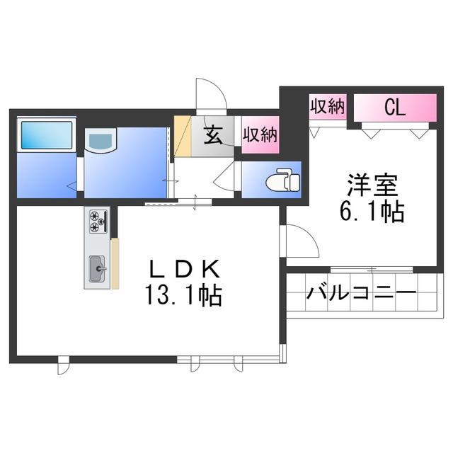 シャーメゾンNANRYU(1LDK/2階)の間取り写真