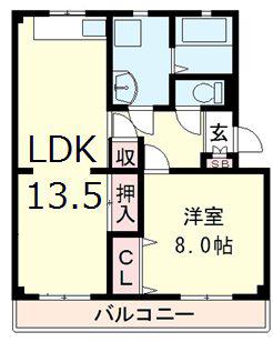 ヒルバレーマンション(1LDK/1階)の間取り写真