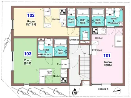 アウル南千住(ワンルーム/1階)の間取り写真