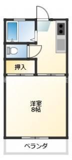 セゾンコーポ都原(1K/2階)の間取り写真