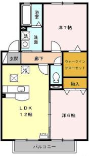 メルベーユK(2LDK/2階)の間取り写真