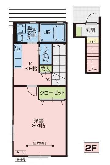 ブランシュノワール藤沢 B(1K/2階)の間取り写真