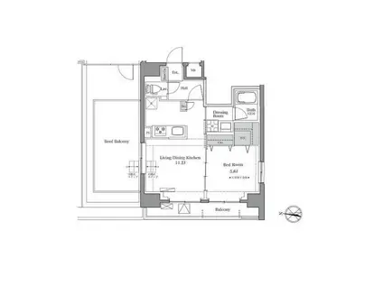 ブルロック東品川(1LDK/8階)の間取り写真