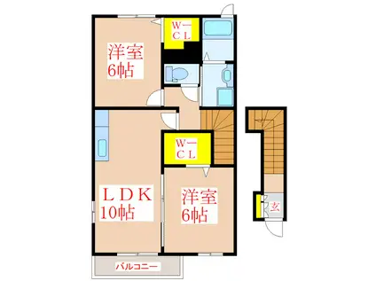 セレノ・デ―ア(2LDK/2階)の間取り写真