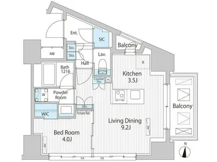グランシエル南青山(1LDK/5階)の間取り写真