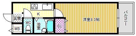 パテオ古市(1K/1階)の間取り写真