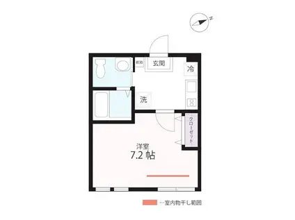 QUIET CRAB HOUSE MIX山手II(1K/1階)の間取り写真