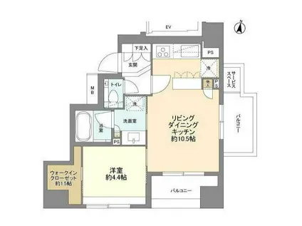 BELISTA品川戸越公園(1LDK/9階)の間取り写真