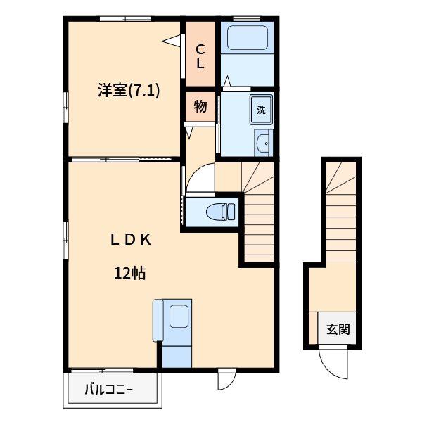 レジデンスフジミ(1LDK/2階)の間取り写真
