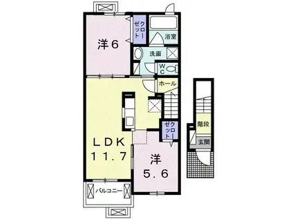 ラ.ノストラ.カーサK I(2LDK/2階)の間取り写真