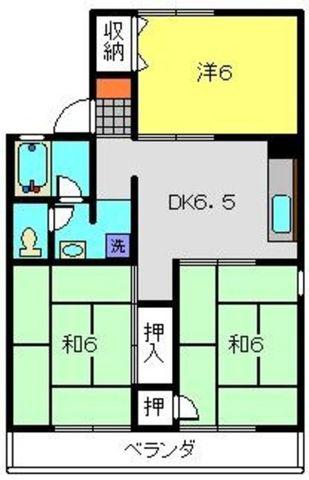 旭レジデンスA(3DK/1階)の間取り写真