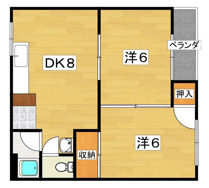 成田グリーンハイツ(2DK/1階)の間取り写真